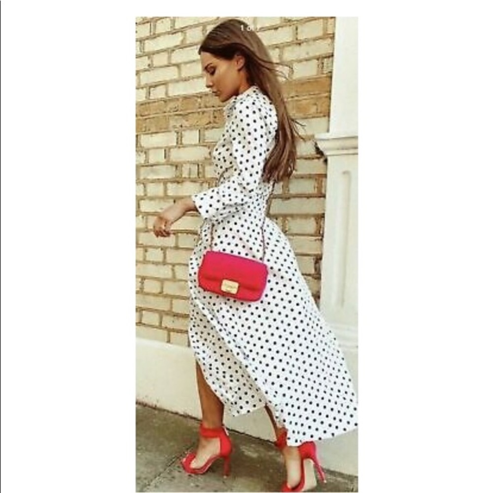 Zara polka dot linen maxi dress with belt - Picture 4 of 8